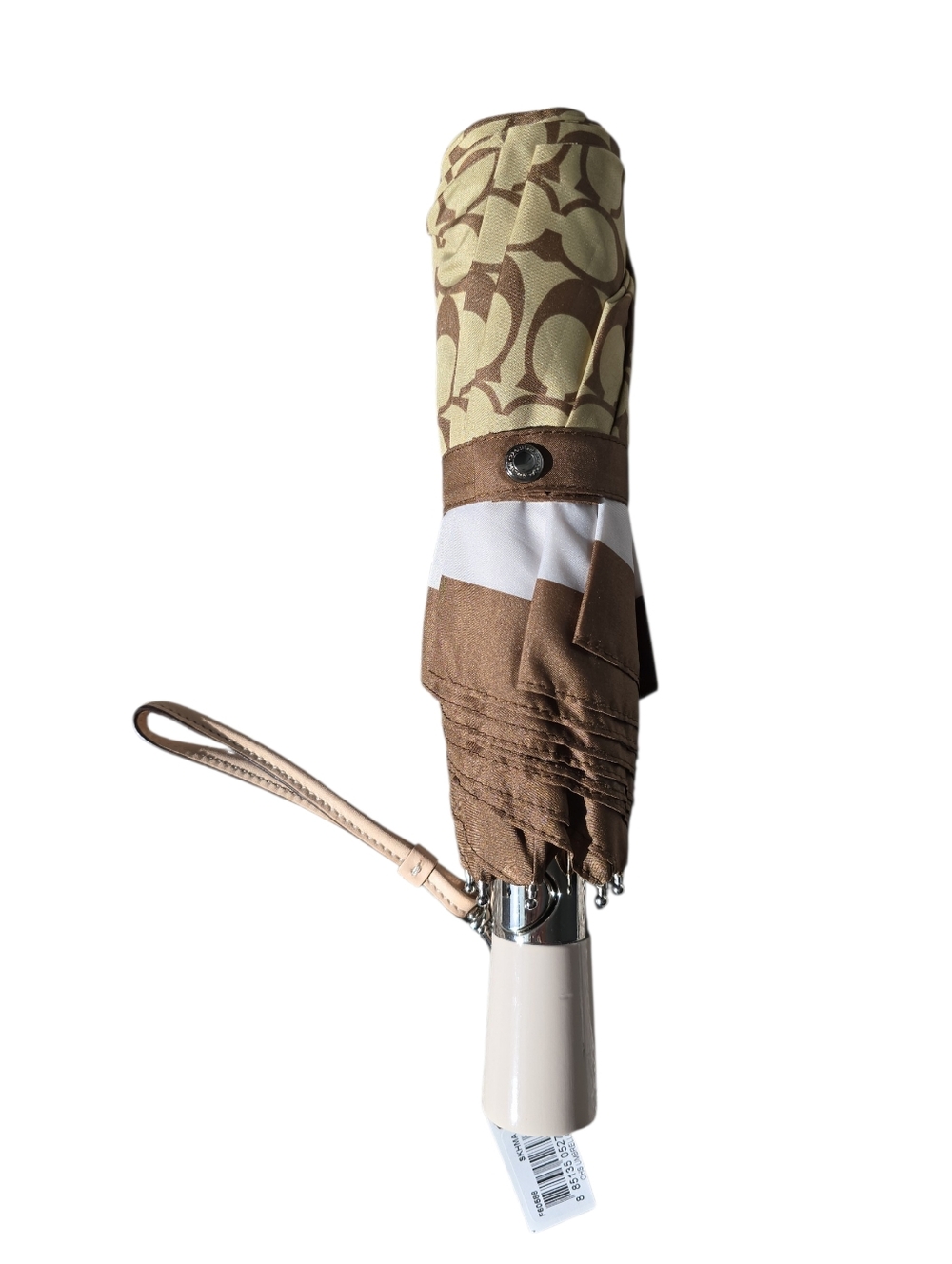 NWT Coach Y2K Chelsea Signature Khaki / Mahogany Compact Umbrella F60588 - Picture 6 of 9